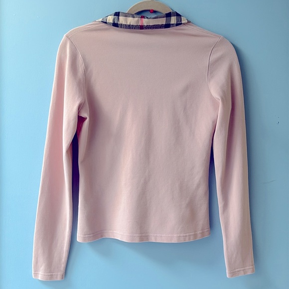 Burberry London Authentic 100% Cotton Pink Long Sleeve Polo Shirt Women's Size S - Picture 8 of 11